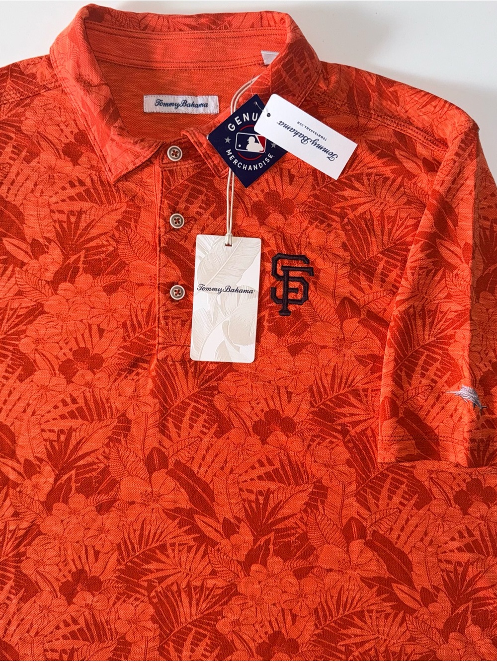 NWT Tommy Bahama MLB Polo Men’s XL San Francisco Giants Orange Hawaiian Print